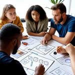 ** A diverse team participating in a "creative marathon" workshop, brainstorming innovative ideas for a new product or service. Focus on energetic collaboration and idea generation.

**